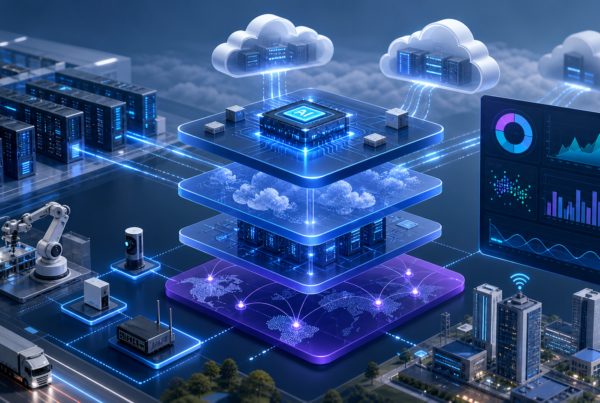 AI infrastructure hybrid cloud edge computing illustration